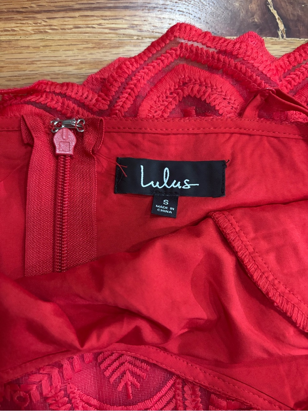 Lulu's Red Lace Ruffled-Hem Mini Dress - Picture 3 of 3